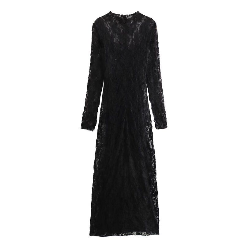 Fall New Arrival Fashion Style Women's Clothing Casual Long Sleeves Lace Decorative Midi Skirt Dress 8342239 800