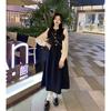 Autumn New Celebrity Temperament Design Sense Hepburn Style Long Skirt French Bubble Long Sleeve Dress Women's Clothing