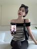 Women's Summer Off-the-Shoulder Striped Knit Sleeveless Top