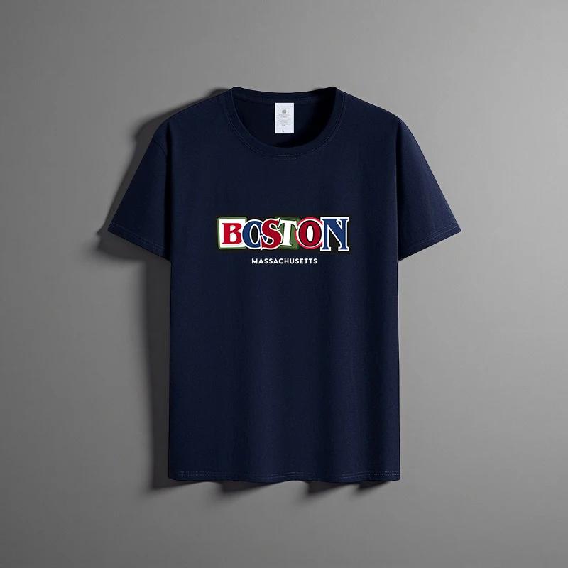 Letní Nové Unisex Všestranné Tričko z Čisté Bavlny Módní Ležérní Top s Kulatým Výstřihem Prodyšné Volného Střihu Tričko s Krátkým Rukávem s Potiskem