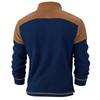 Mens Long Sleeve Knit Henley Shirt Pullover Casual Patchwork Top with Stand Collar