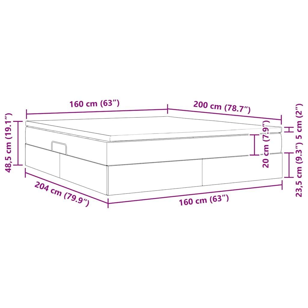 Storage Bed with Mattress Dark Gray 160 x 200 cm Velvet
