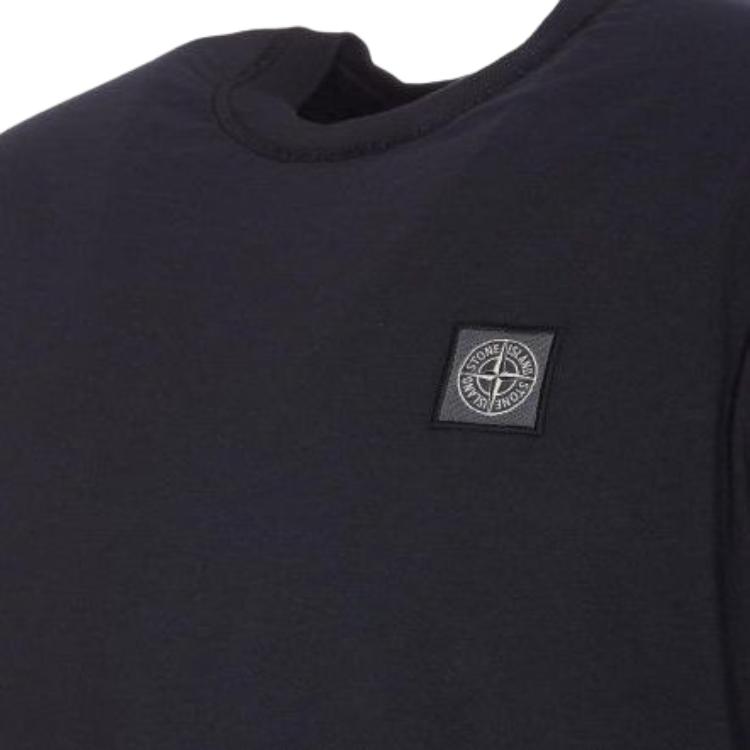 Stone Island Logo Round Neck Short Sleeve T-Shirt Men Tops Navy-Blue 801523757-A0020
