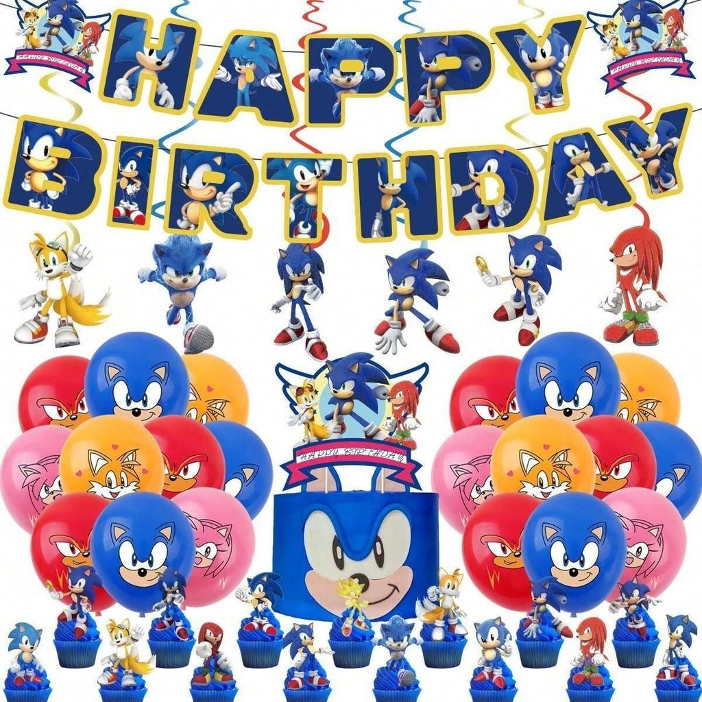 Sonic the Hedgehog-Themed Aluminum Foil Digital Balloon Set—Children's Birthday Party Banner and Decorations