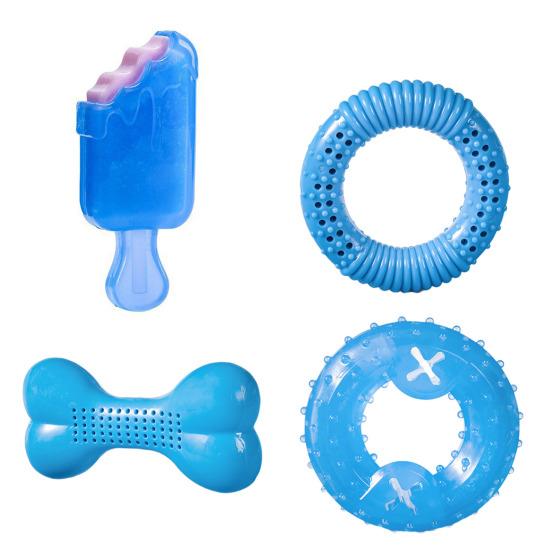 Pet Toy Cartoon Popsicle Bone Shape Bite-Resistant Plush Squeaky Dog Toy Tooth Cleaning Interactive Chew