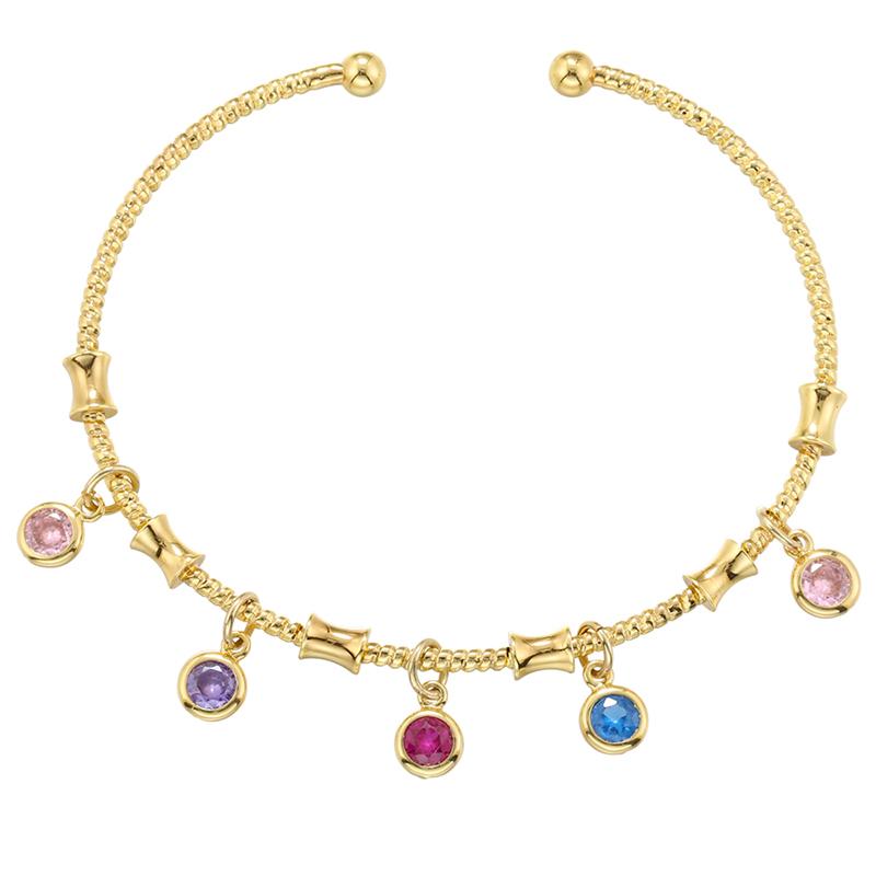 

ZHUKOU candy charms bracelet for women Gold color romantic round charms bangles lady birthday gifts Man bracelet Jewelry VL338