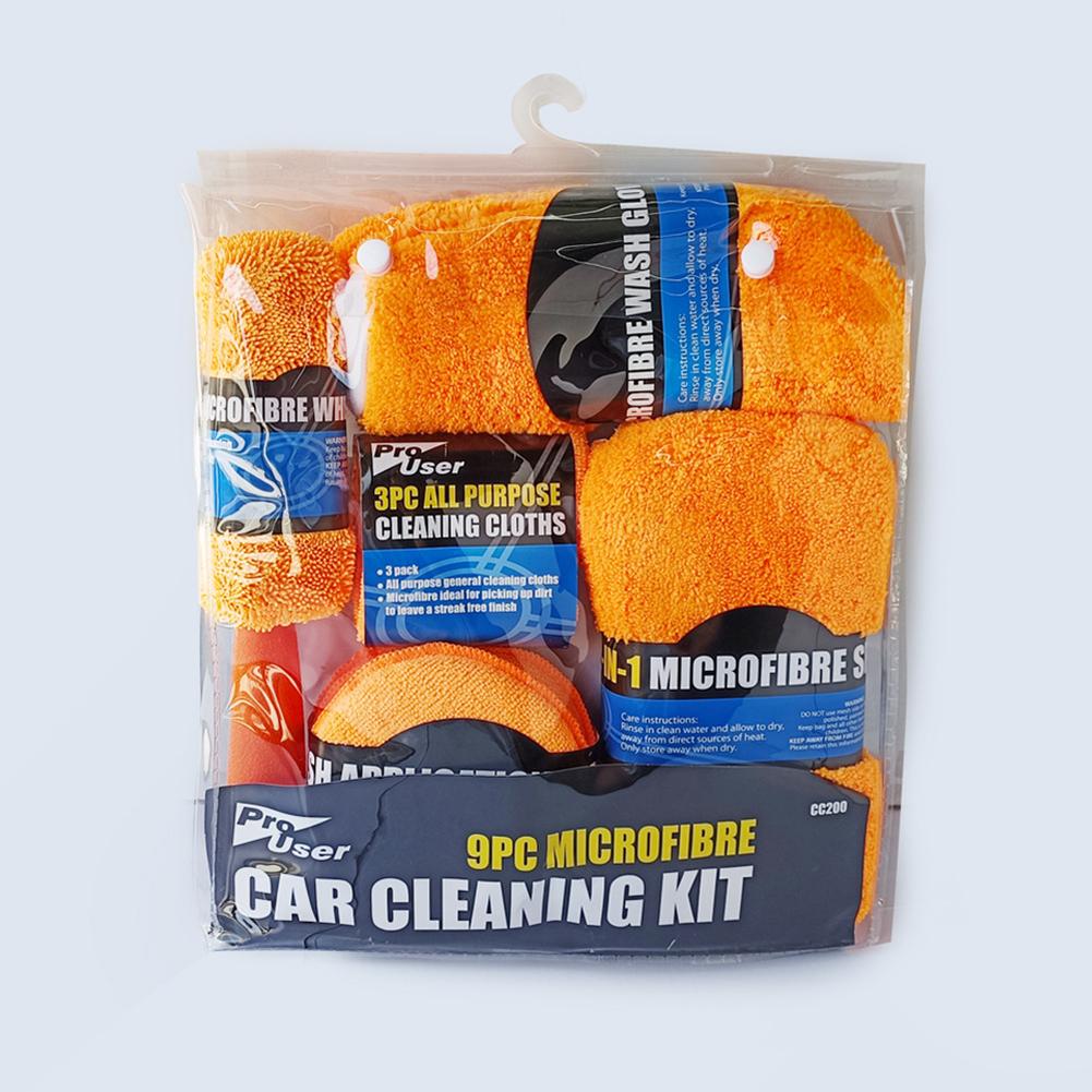 Universal 9Pcs Car Cleaning Kit Towels Gloves Sponge Tire Brushes Set Auto Interior Exterior Decoration Beauty Care Tools