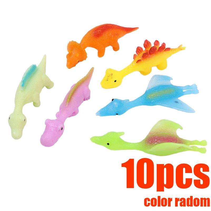 10PCS Creative Finger Catapult Dinosaur Slings Sticky Wall Toys for Adults and Kids Vent Stress Relief Catapult Dinosaur Toy