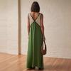 Women's Summer Color Block V Neck Sleeveless Tank Maxi Dress Loose Casual Vacation Beach Long Dress for Women