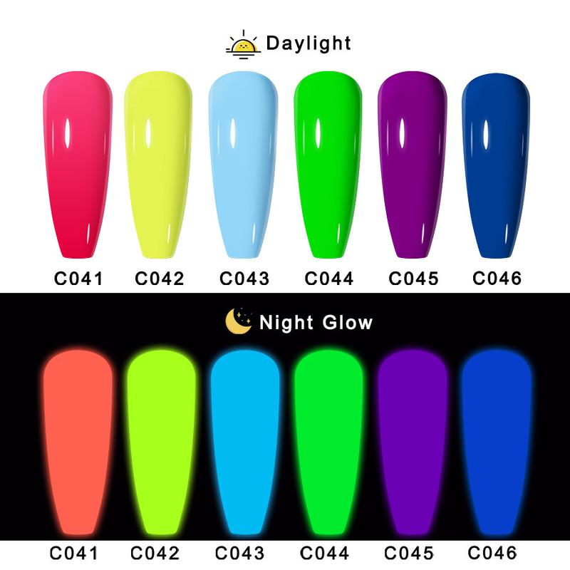 ROSALIND 15ml Luminous Gel Nail Polish Fluorescent Green Dark Blue Glow In Dark Effect Semi Permanent Soak Off UV LED Gel Polish