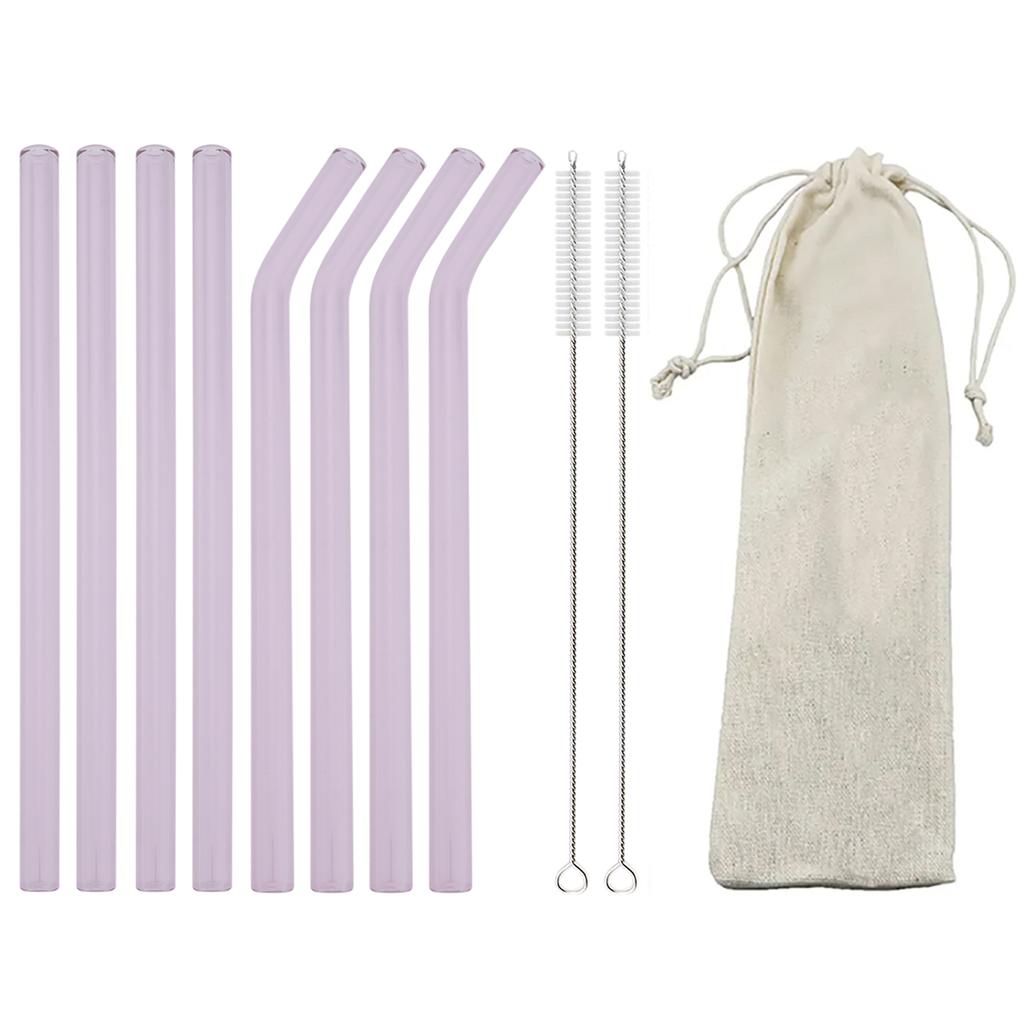 11pcs High Borosilicate Glass Straw Reusable Drinking Straw Wide 12mm Pearl Milkshake Bubble Tea Straw with Brush Storage Bag