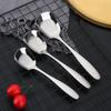 Creative 304 Stainless Steel Spoon Square Head Flat Bottom Stainless Steel Tableware Ice Cream Spoon Student Meal Spoon