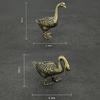 Mini 2pcs Cute Brass Goose Vintage Animal Statue Metal Figure Props Home Office Desk Decor Ornament