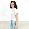 ENC Elegant White Cotton Short-Sleeve Blouse