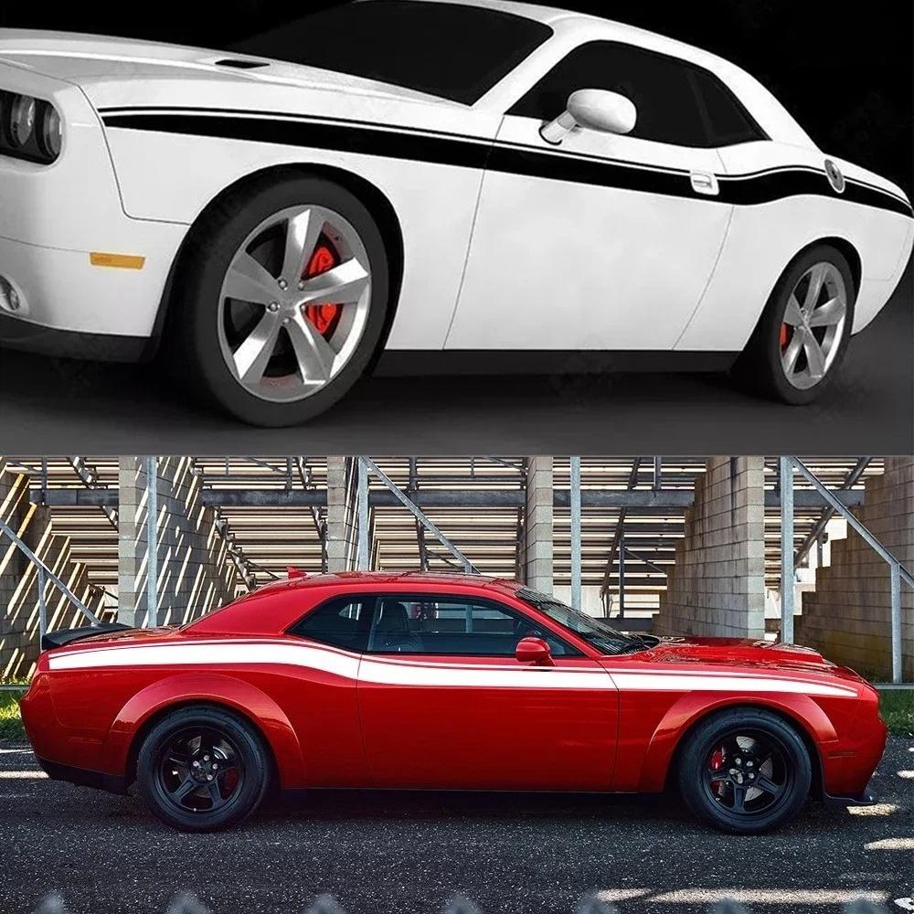 2 szt. Naklejki na bok nadwozia samochodu Pasek Wyścigowy Naklejki Winylowe Dla Dodge Challenger SRT Hellcat SXT GT Akcesoria Dekoracyjne Samochodu