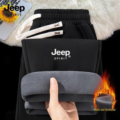 JEEP SPIRIT Men's Fleece-Lined Straight-Leg Casual Sweatpants