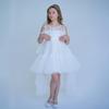 Girls' Princess Layered Puffy Train Gown for Piano Performances & Runway