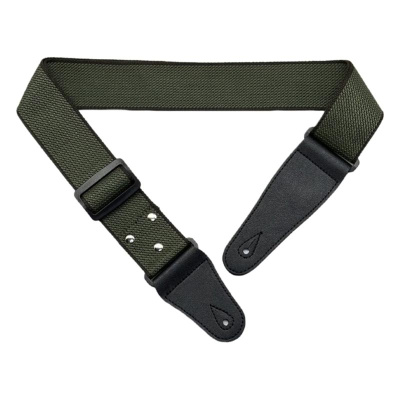 

Удобный гитарный ремень плетеный ремень хлопковое плетение дышащий кожаные концы ремень для бас-гитары электрогитары и акустической гитары зелёный