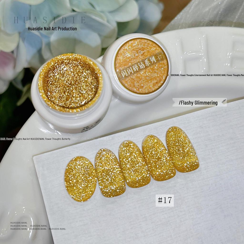 Huasidie 22-Color Glitter Crushed Diamond Reflective Gel Nail Polish, 5g Jar