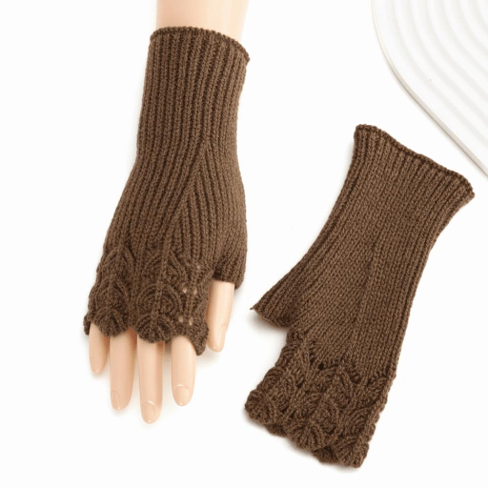 Knitted Fingerless Glove Elegant Lace Thermal Gloves Comfort Fit Lengthen Mittens Keep Warm