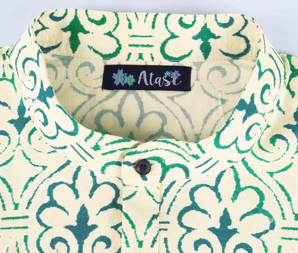 Atasi Designer Kurta For Men  s Printed Chinese Collar Summer Ethnic Party