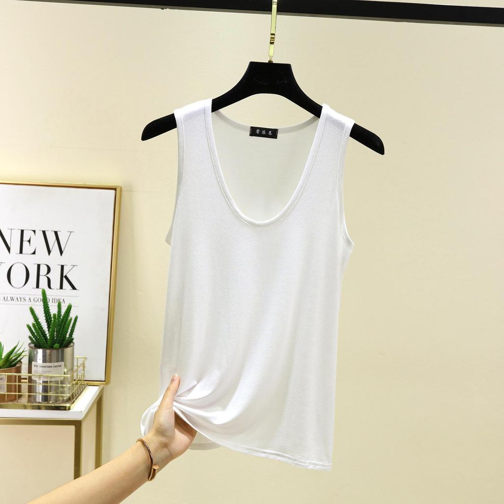6XL Oval Collar Stretch Loose Vest Summer Modal Fashion All-match Large Size Bottoming Shirt Hem Arc Women's Top