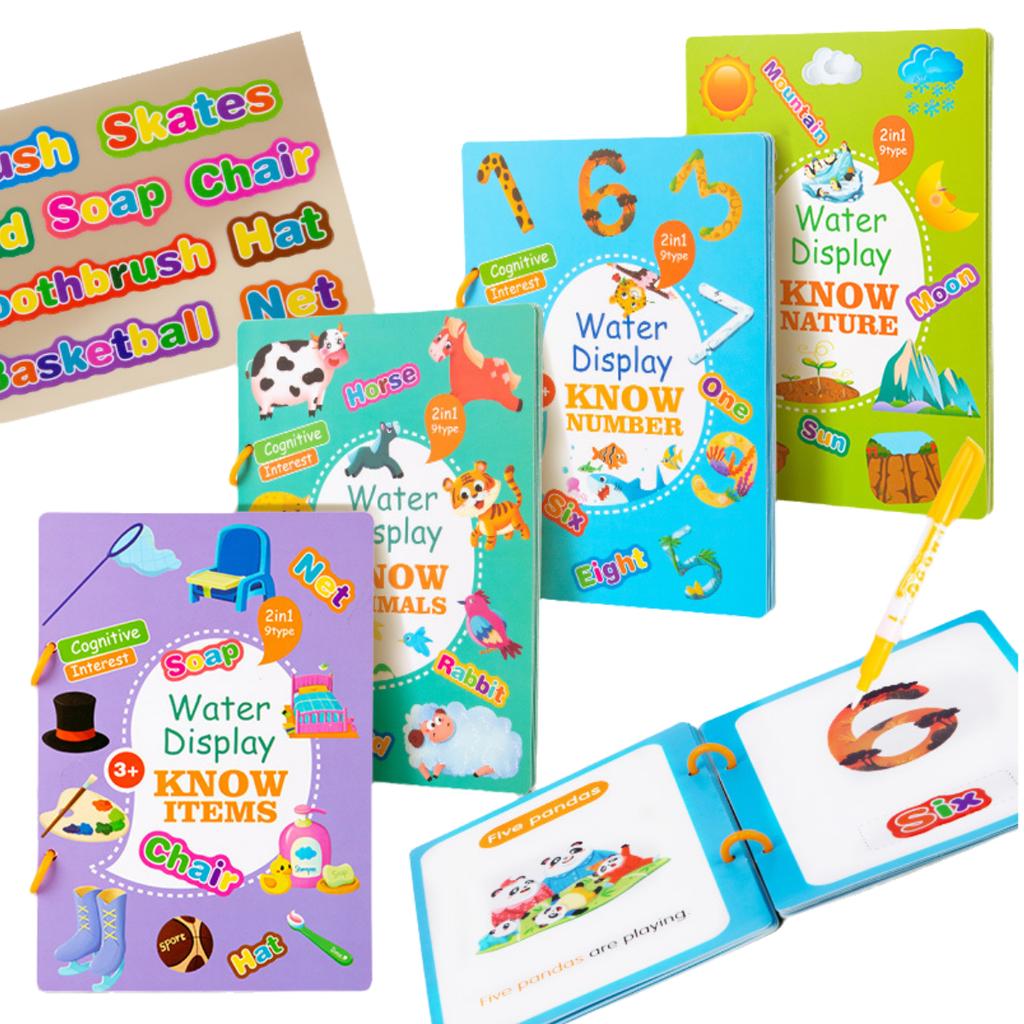 Children Early Education Toys Magical Book with Pen Water Drawing Toys Gift Reusable Coloring Book Magic Drawing Book