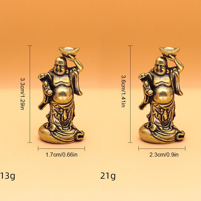 Maitreya Buddha Miniatures Figurines Brass Small Statue Ornaments Home Decor Craft For Living Room Desk Decoration