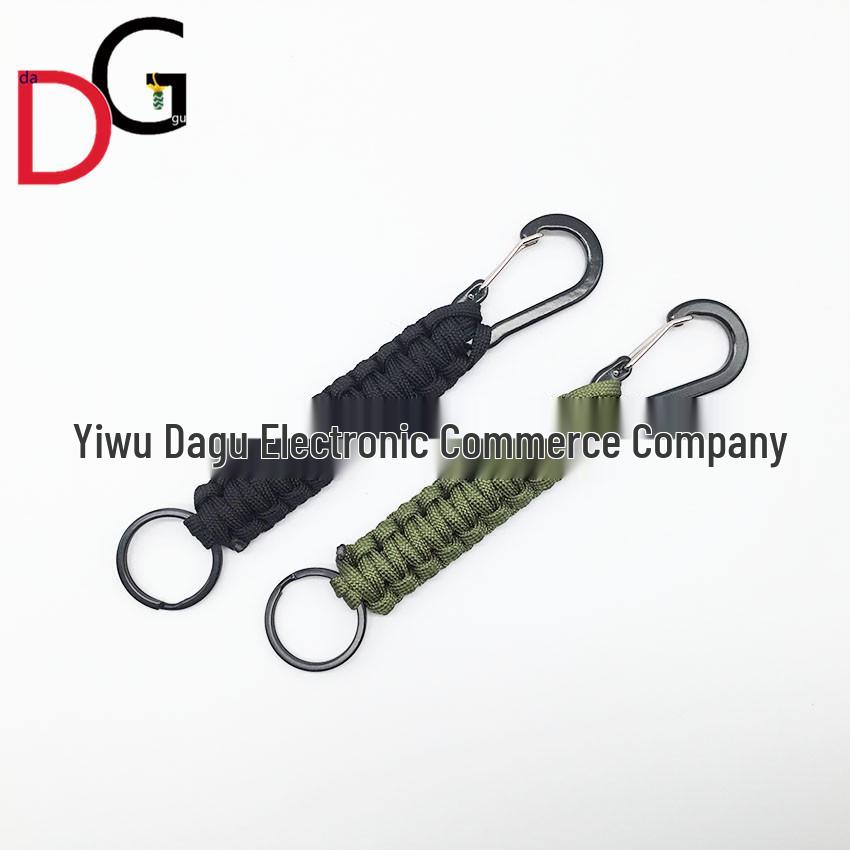 Paracord Woven Keychain with Black Mountaineering Clip for Outdoor Use