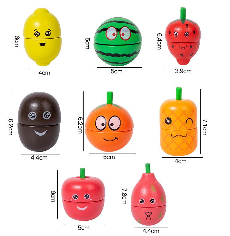 Kids' Wooden Fruit Cutting Toy Set - Educational Role-Play Kitchen Bucket