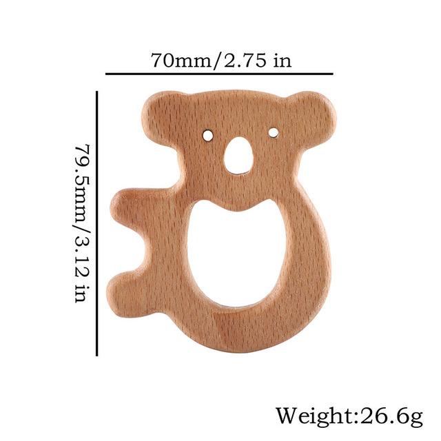 1pc Baby Teether Wooden Animal Pacifier Pendant BPA Free Beech Koala Rodent Baby Gym Accessories Teeth Pendant Children'S Goods