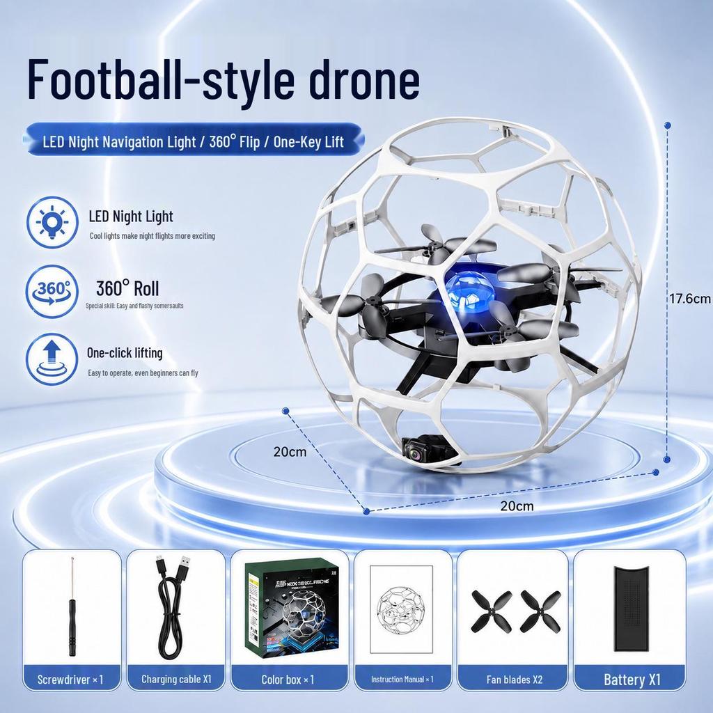 Spherical Four-Axis Camera Football Drone: Impact & Drop Resistant, Brushless, Safe Toy Gift