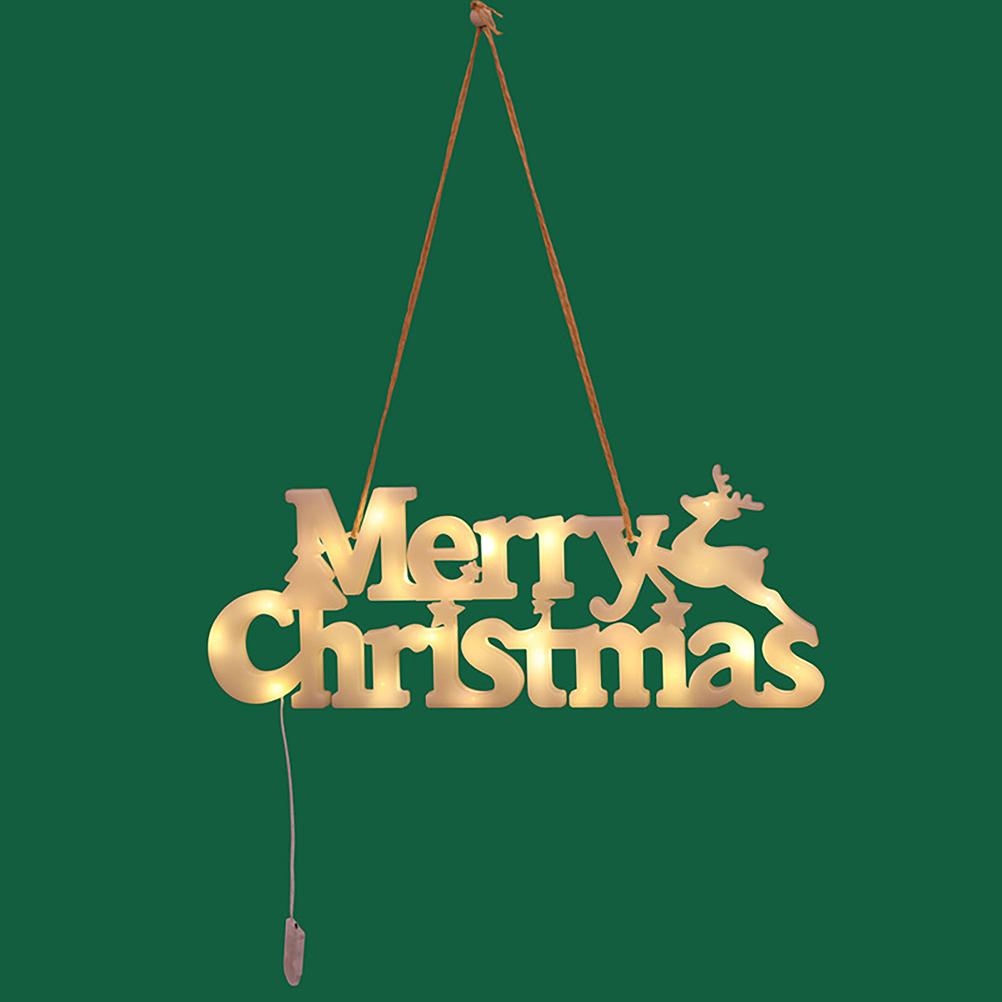 Merry Christmas LED Lights Christmas Tree Wreath Hanging Lights Christmas Home Decorations Party Supplies