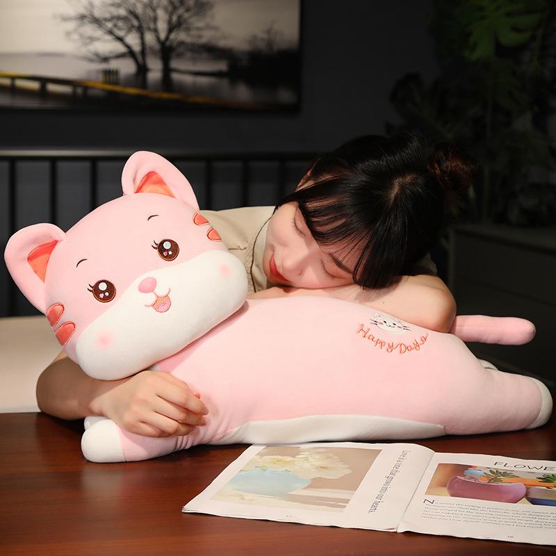 Long Hug Cat Throw Pillow Cute Cat Plush Toy Girl Cartoon Bedside Cushion Bed Sleep Pillow