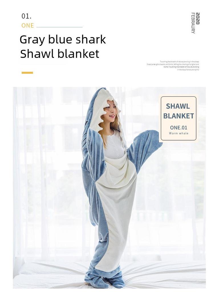 Shark-themed Sleeping Bags, Adult Hoodies, Flannel Loungewear, One-piece Pajamas, and Blankets
