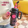 Water bottle summer plastic water cup large capacity cup children with handle portable straw plastic cup office tea