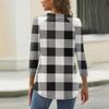 Damenmode Lässig Bedrucktes V-Ausschnitt Knopf Dreiviertelarm T-Shirt Raglanärmel Top