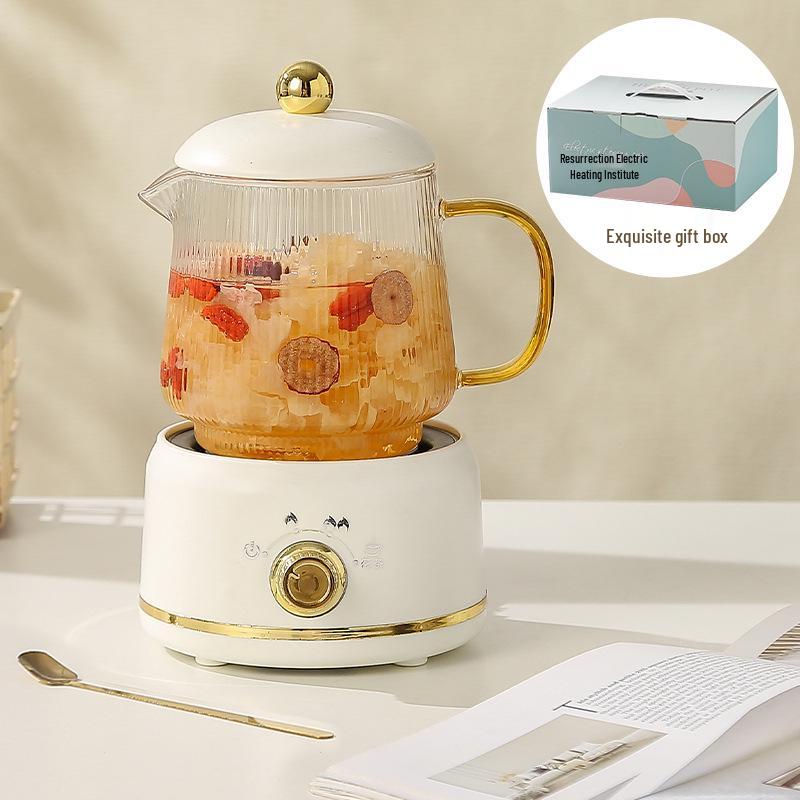 Multifunctional Mini Electric Health Stew Cup: Glass Heating Pot for Office & Flower Tea Gift Set