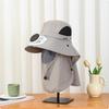 Wide Brim Fan Hat Lightweight Face Cover Light Gray Solar Charge 816h
