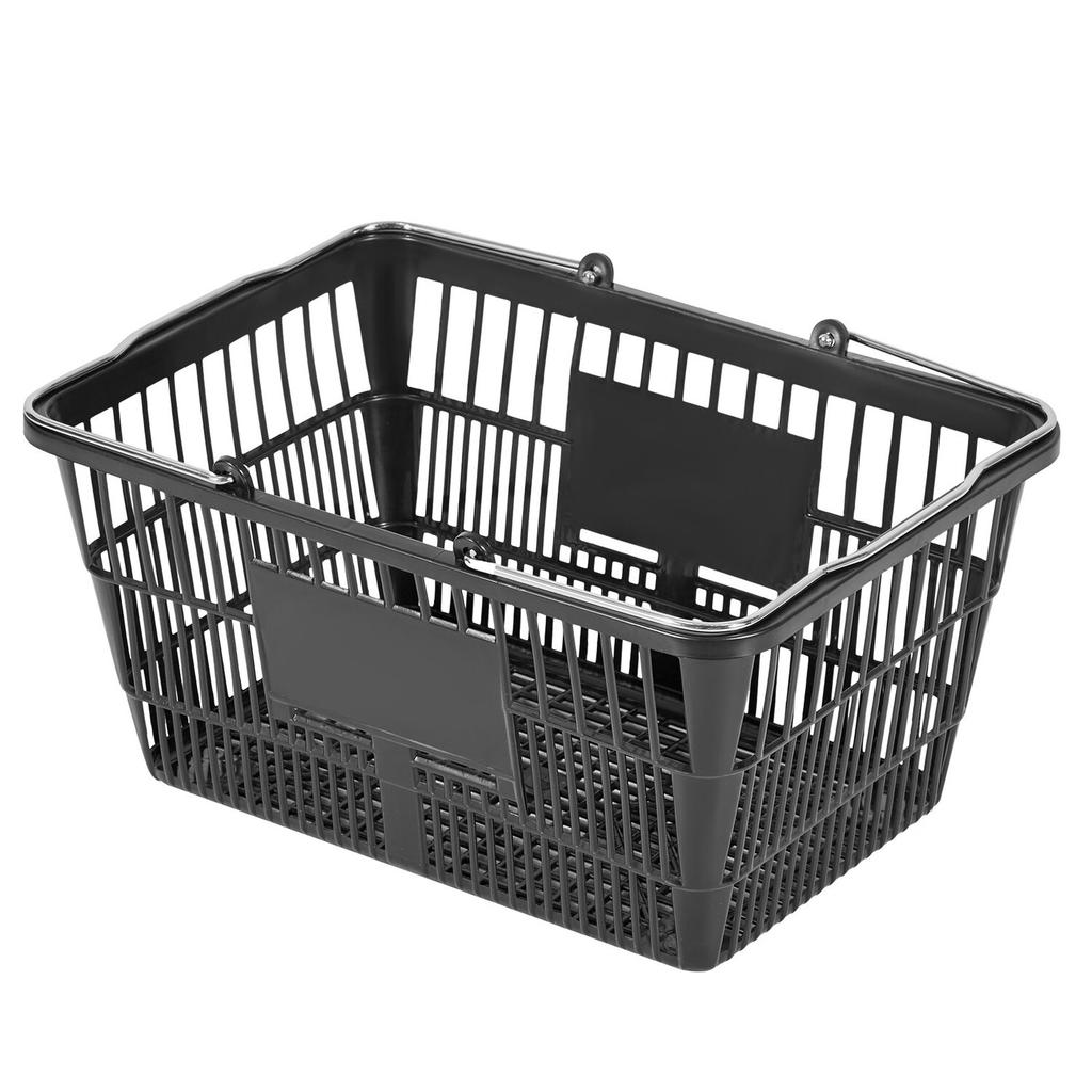 Shopping Baskets, 12 PCS, 21L Stackable PE Plastic Grocery Baskets with Handles, Dense Mesh Structure, Holds up to 9.07kg, Portable for Grocery,