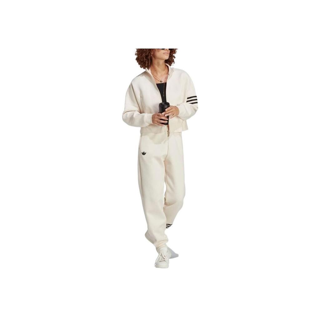 adidas Originals Trefoil Logo High Collar 3-Stripe Zip-Up Sports Jacket Women Jacket Miracle-White IB7316