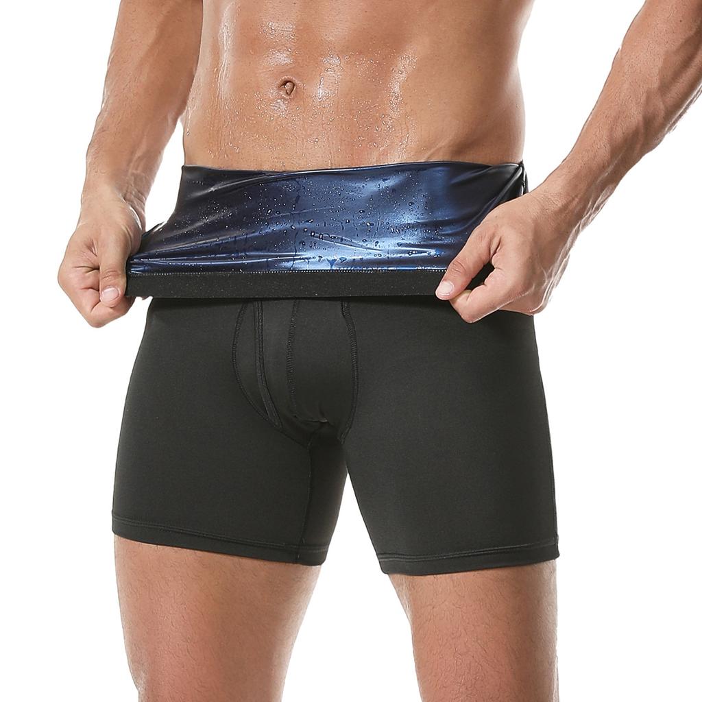Sauna Shorts for Men Sweat Pants High Waisted Compression Underwear Tummy Control Shapewear Workout Training Capris Body Shaper Boxer Briefs