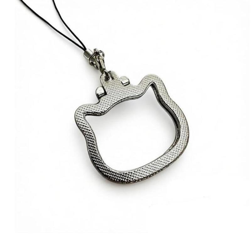 Cute Cat Shaped Alloy Phone Lanyard With 2 In 1 Finger Ring And Foldable Stand Perfect For Watching Videos Daily Use Travel