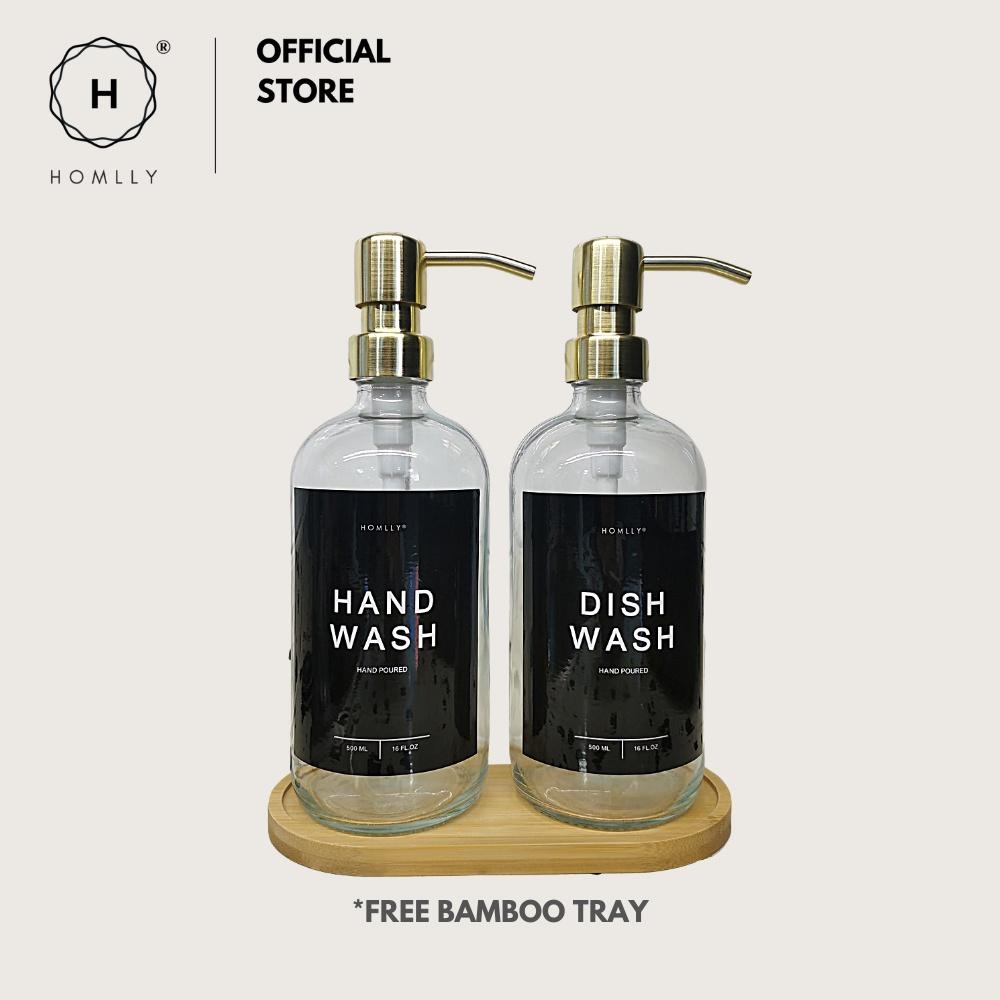 Homlly Hand & Dish Soap Glass Dispenser Refill Bottle (500ml) 2pcs