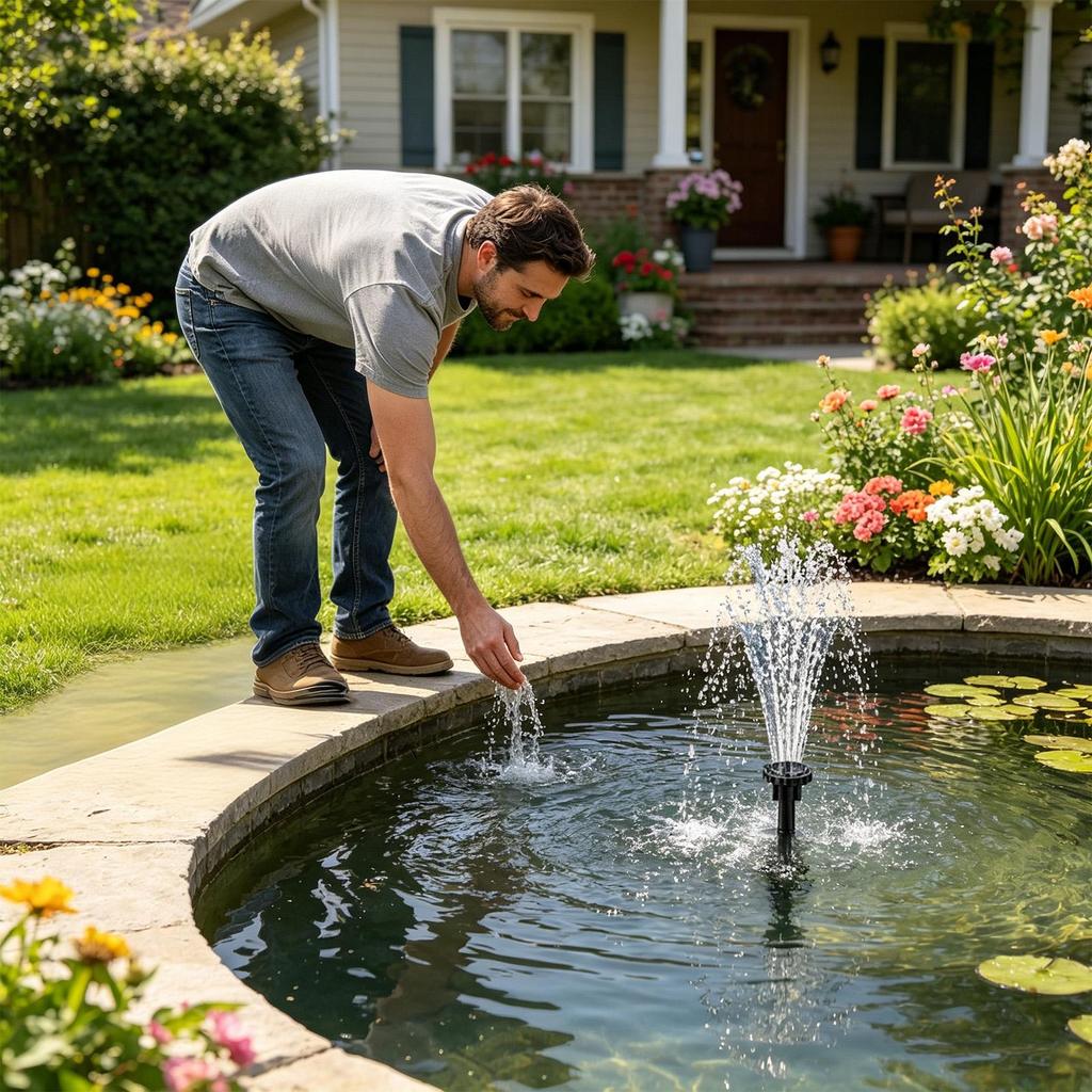 Solar Fountain with 8 Nozzles Outdoor Pond Water Pump 1.5w Solar Fountain Pump for Garden Pond Patio Backyard Lawn Pathway Pool