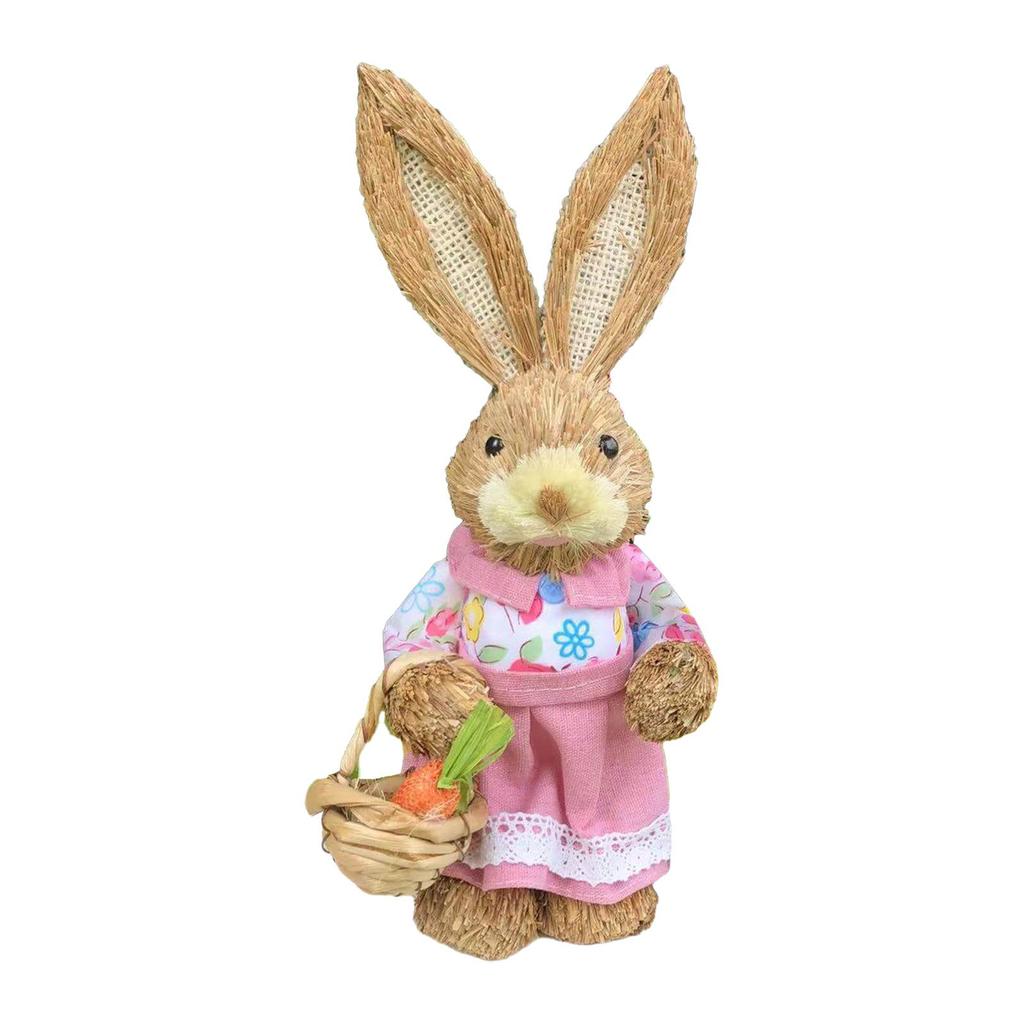 Easter Bunny Figurine Easter Gift Cute Ornament for Yard Cabinet Living Room