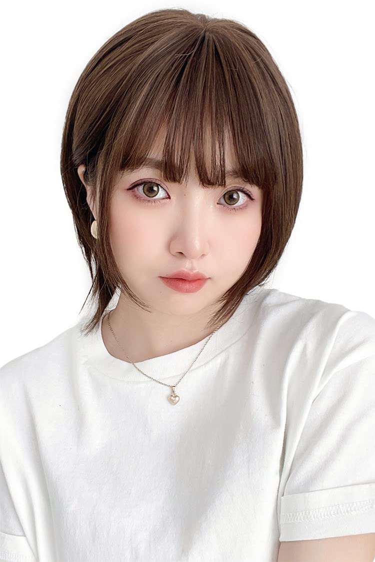 

Парик боб с короткими прядями Brightlara, Полный парик, Прическа «волчица», Парик с прядями за ушами (hf1514-TMB)