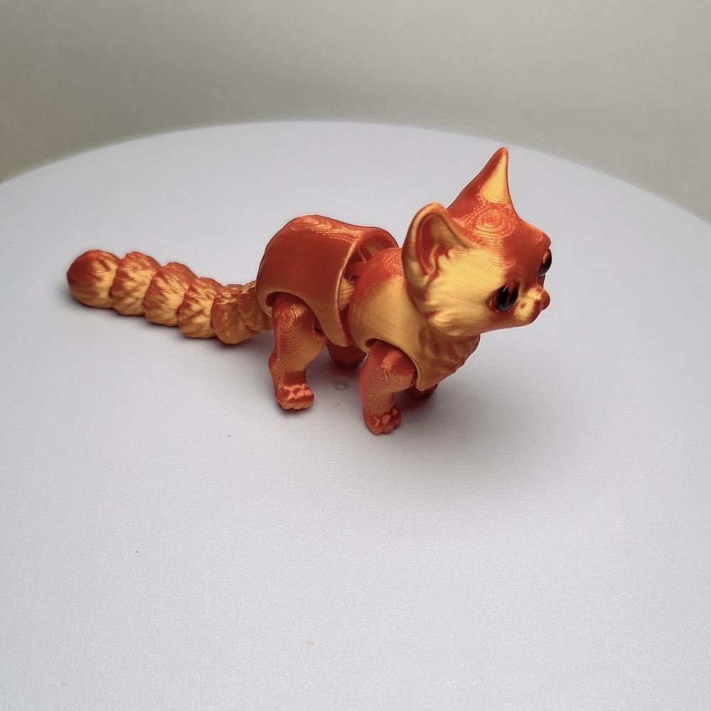 Plastic Material Articulated Cats Big Eyes 3D Printed Cat Figure  Room Decoration