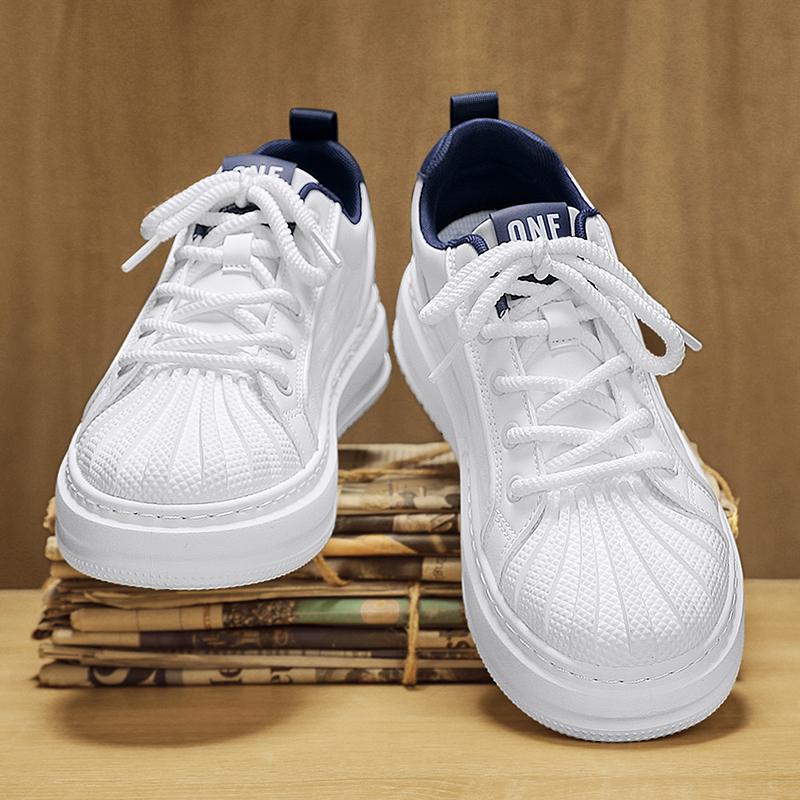 Fashion Men's thick soled casual shoes breathable soft sole four season comfort students white shoes outdoor walking sports board shoes