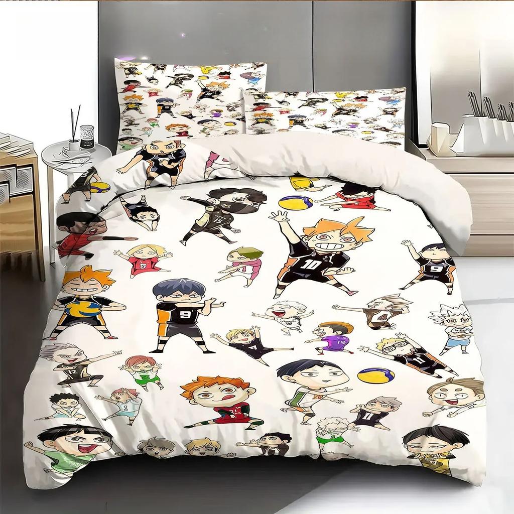 Exquisite Anime Haikyuu Bedding Set 3D Printed Volleyball Boys Duvet Cover Set Single Double for Kids Teens Gift 2/3piece set
